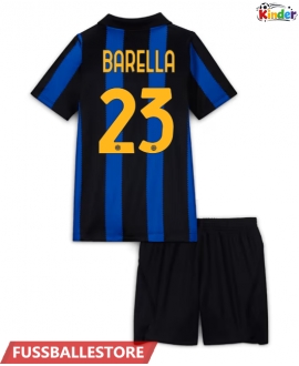 Günstige Inter Milan Nicolo Barella #23 Heimtrikotsatz Kinder 2026-27 Kurzarm (+ Kurze Hosen)